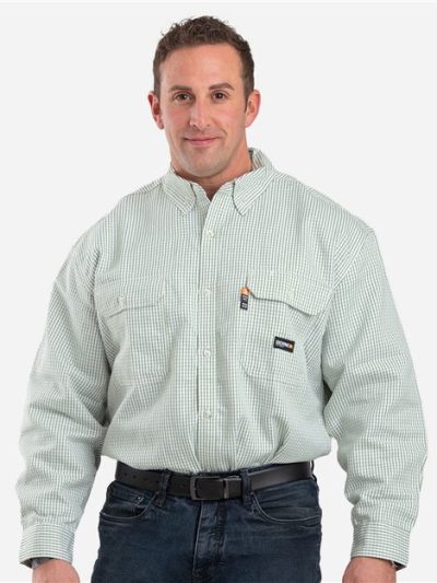 Men's Flame-Resistant Down Plaid Work Shirt