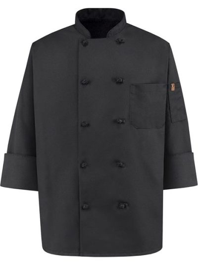 Black Knot Button Chef Coat