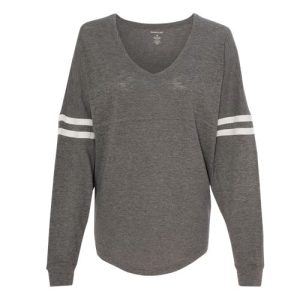 Women’s Slub Jersey Varsitee V-Neck Long Sleeve T-Shirt