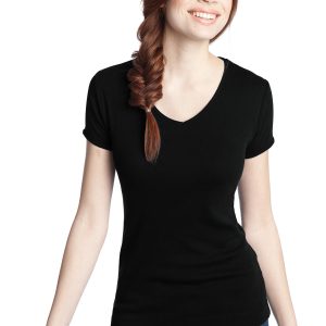 DISCONTINUED  District ®  - Juniors 1x1 Rib V-Neck Tee.