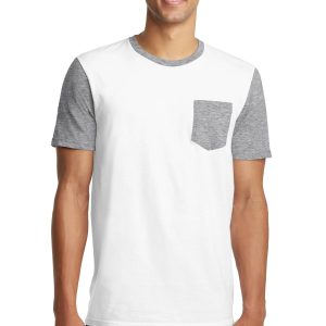 DISCONTINUED  District ®  Young Mens Very Important Tee ®  with Contrast Sleeves and Pocket.